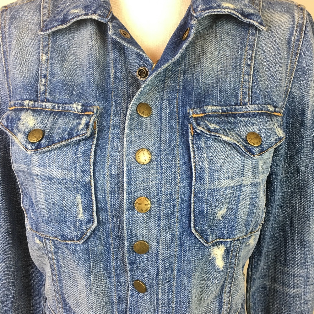 Current Elliott The Snap Jean Jacket Distressed - Picture 3 of 8